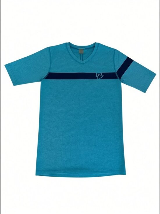 Race Face Tops - RACE FACE Teal Blue Athletic MTB Jersey Performance Short Sleeve top m